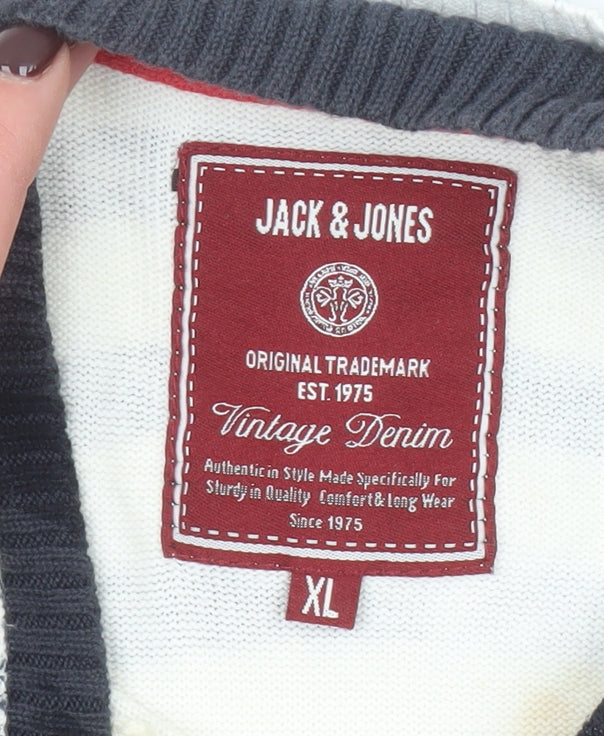 Mens UK XL Regular JACK & JONES White Pullover Sweatshirt