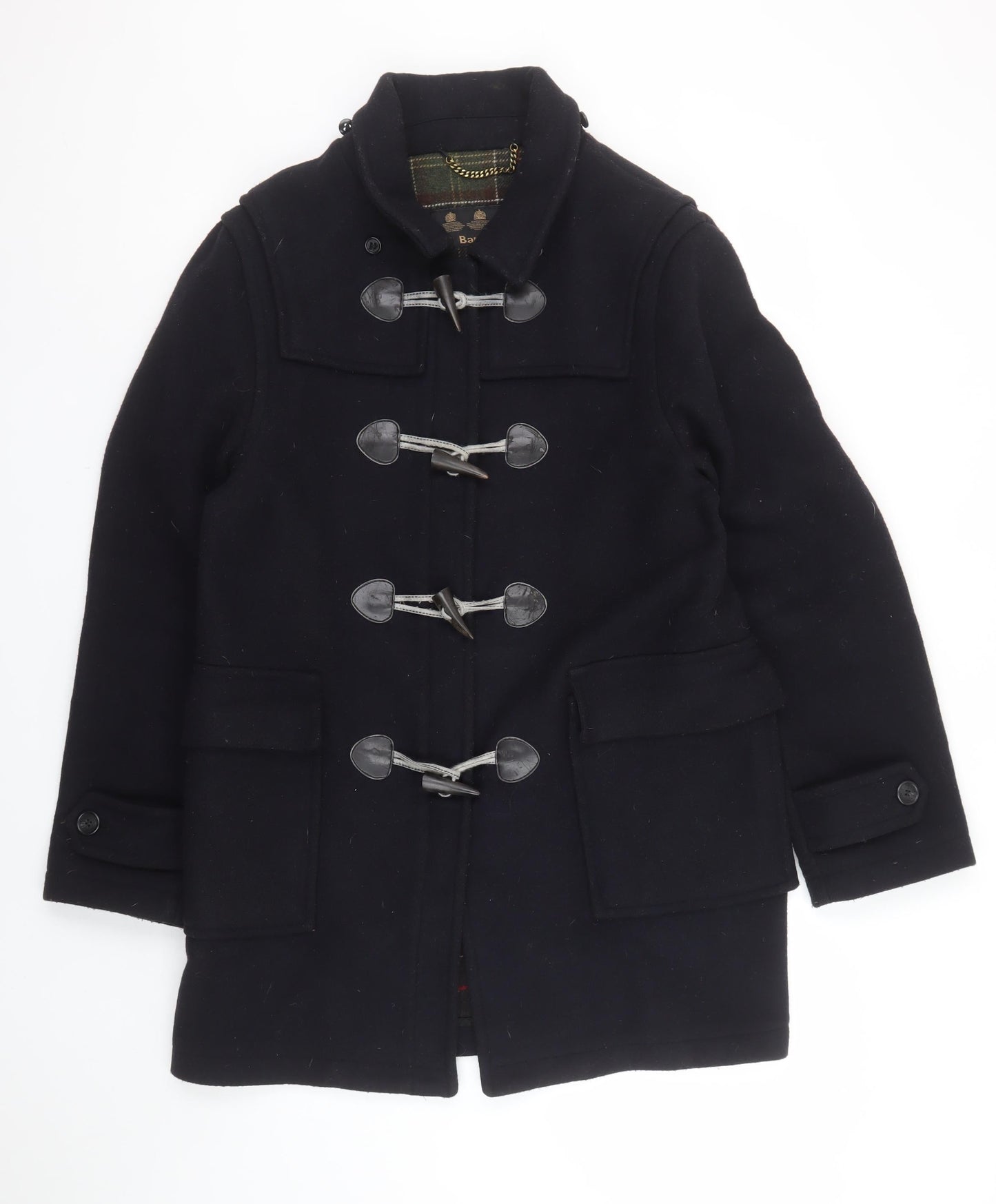 Barbour Women's Black Wool Duffle Coat Size 14 Mid-Length Classic