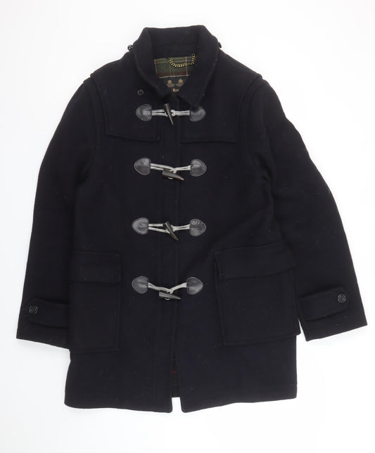 Barbour Women's Black Wool Duffle Coat Size 14 Mid-Length Classic