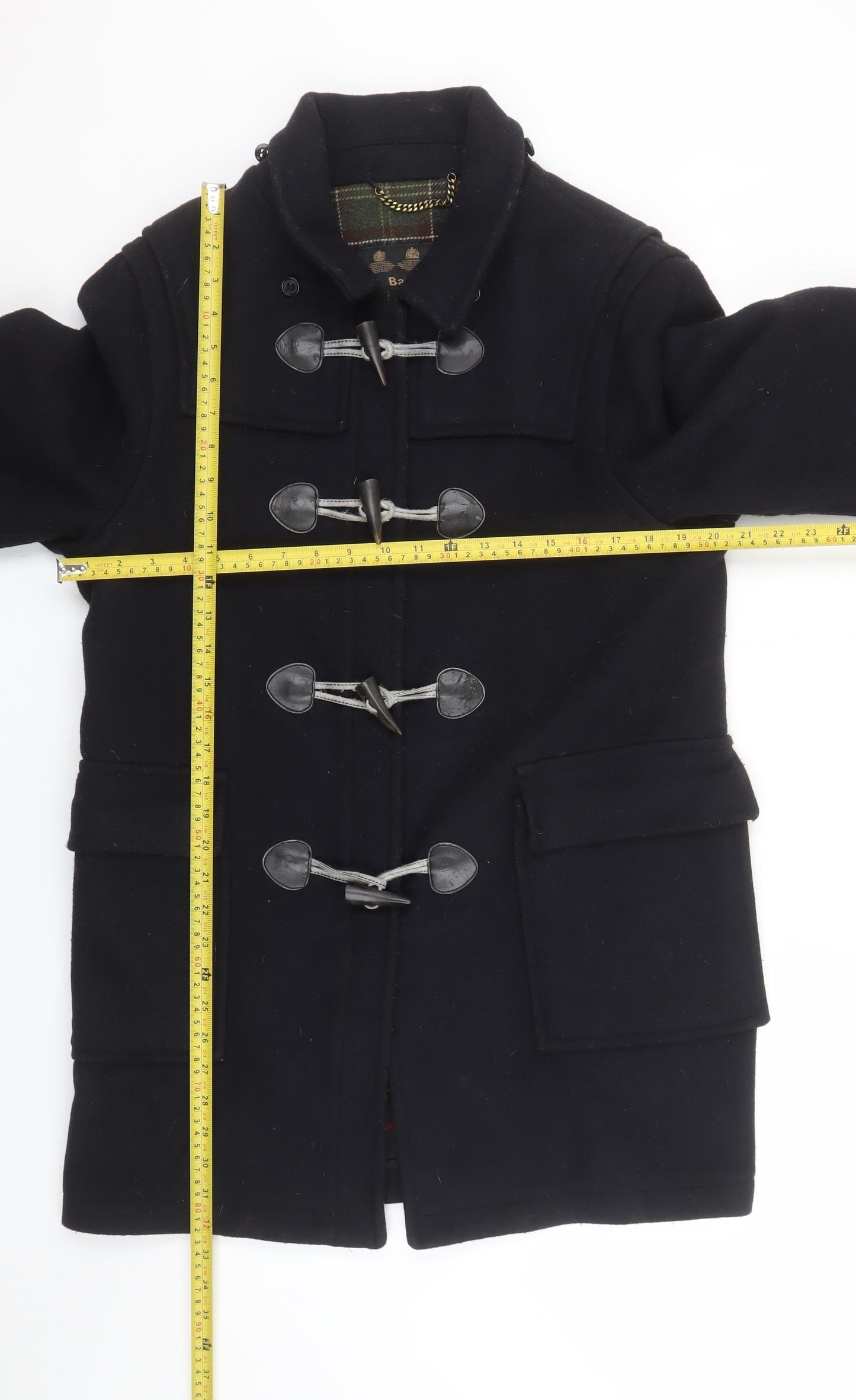 Barbour Women's Black Wool Duffle Coat Size 14 Mid-Length Classic