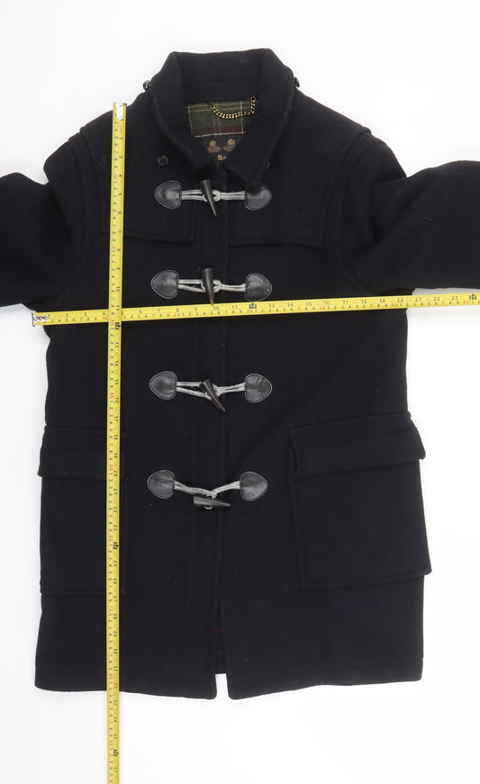 Barbour Women's Black Wool Duffle Coat Size 14 Mid-Length Classic
