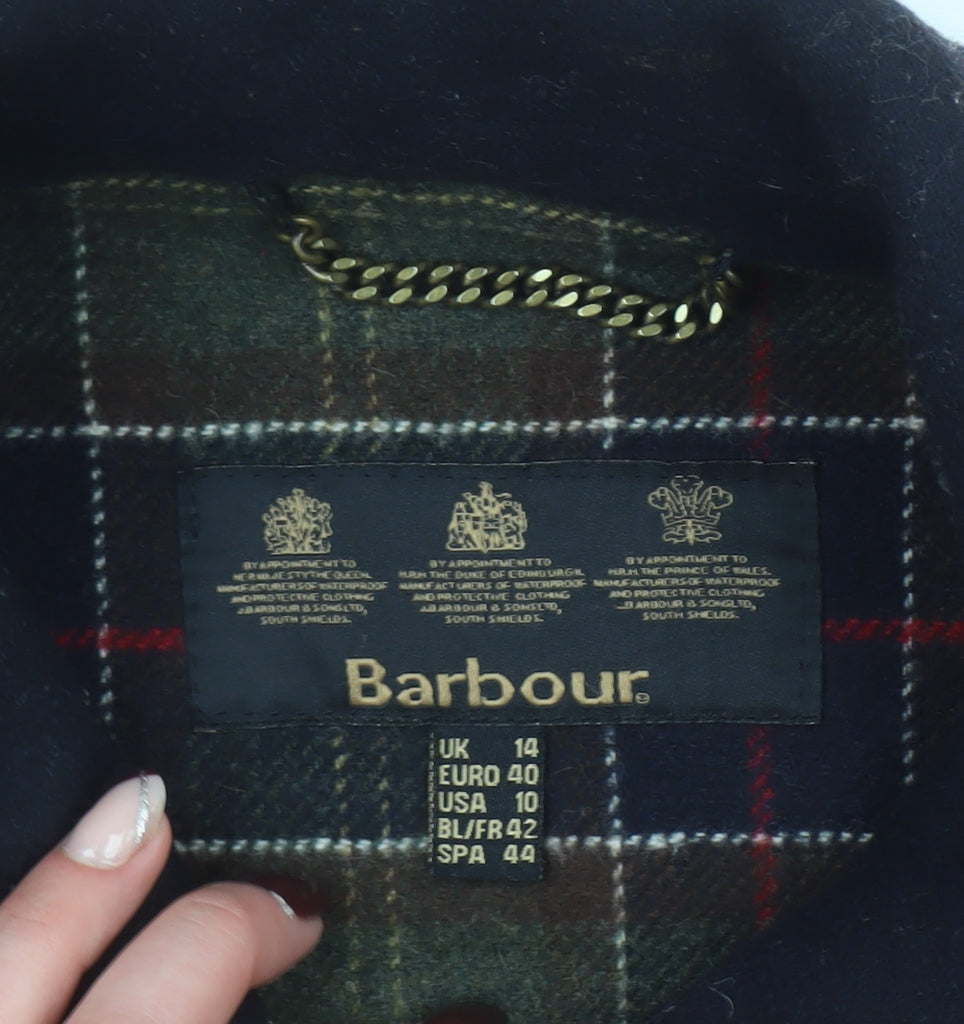 Barbour Women's Black Wool Duffle Coat Size 14 Mid-Length Classic