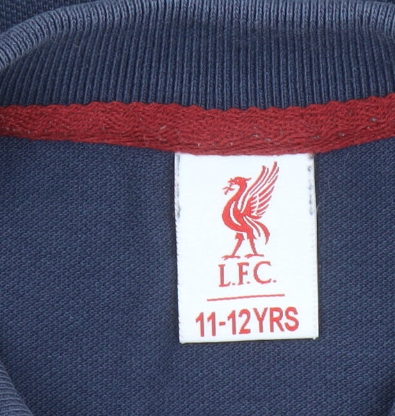 LFC Boys Beige Red Blue Polo Shirt 11-12 Years Short Sleeve Cotton Blend