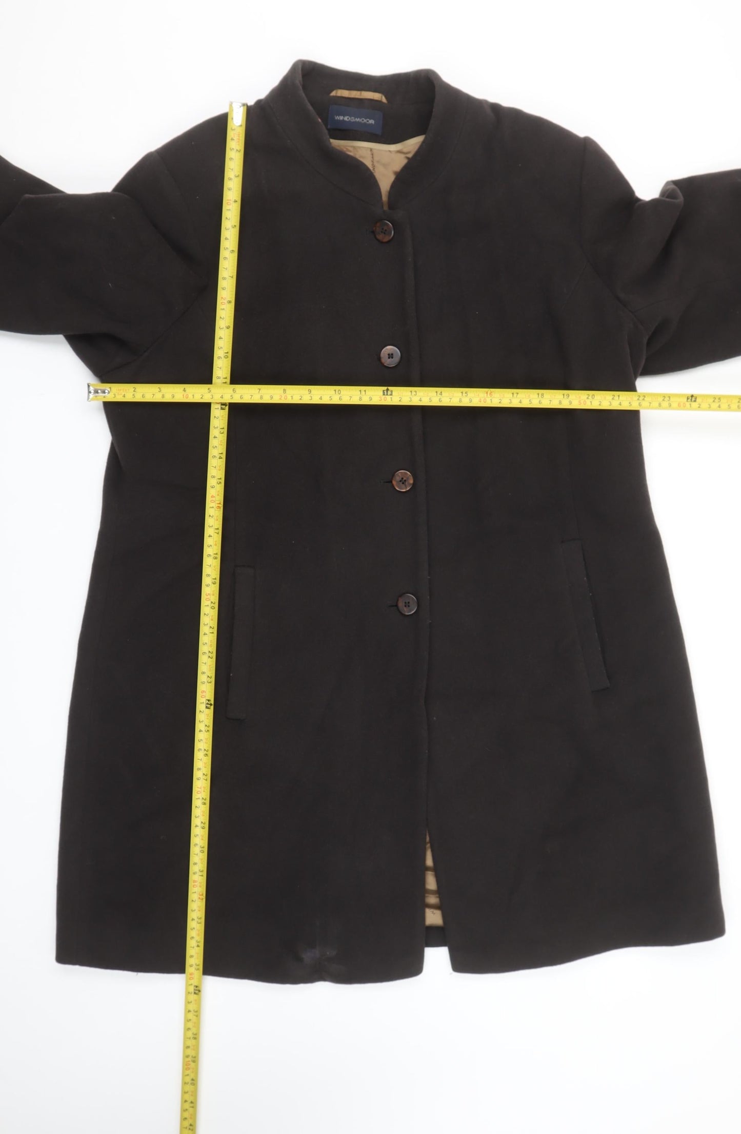 Windsmoor Women's Black Wool Blend Long Overcoat Size 16