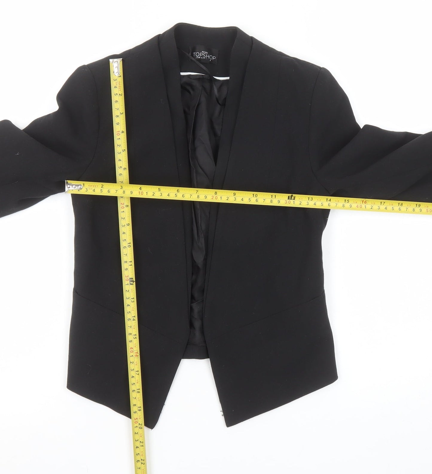 Topshop Petite Black Shawl Collar Blazer Jacket UK 4