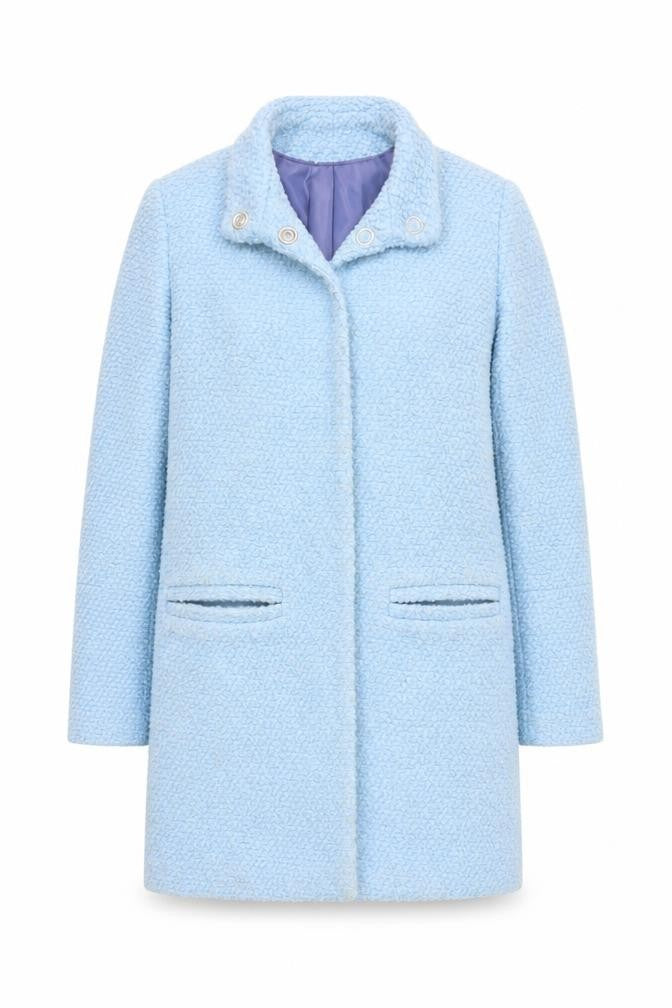Tu Women Blue Wool Blend Mid-Length Overcoat Size 8 Lined