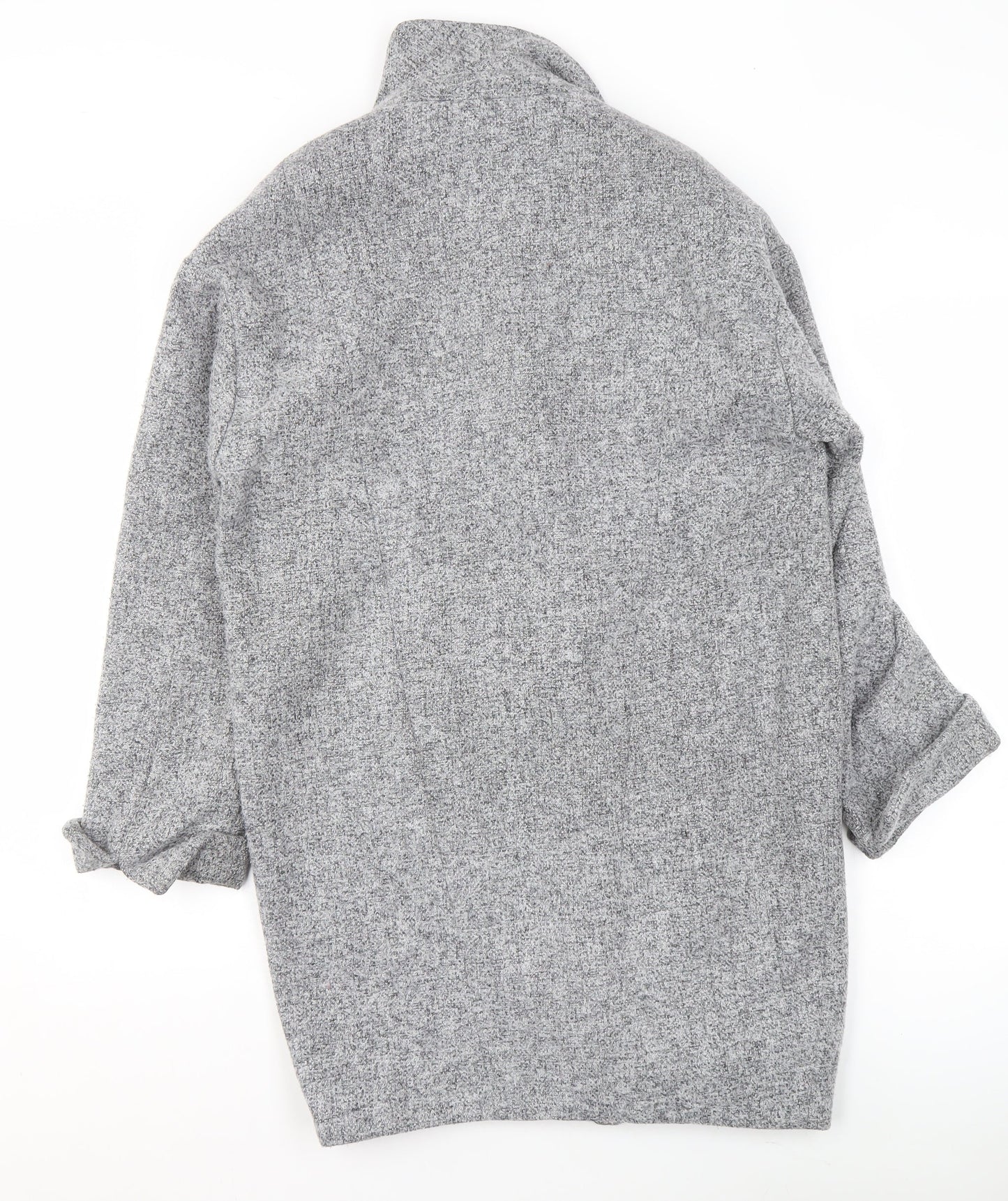 Oasis Women Grey Wool Blend Mid-Length Overcoat XS