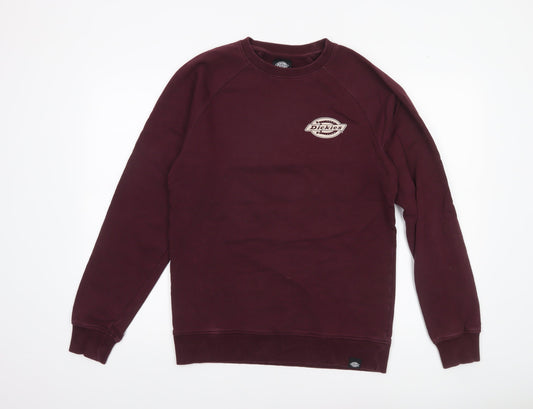 Dickies Men’s Red Small Pullover Sweatshirt Logo Crew Neck