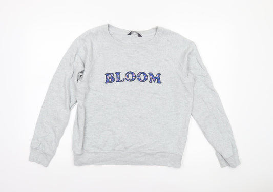 Marks and Spencer Women Grey Marl Cotton Bloom Sweatshirt Size 10