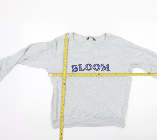 Marks and Spencer Women Grey Marl Cotton Bloom Sweatshirt Size 10