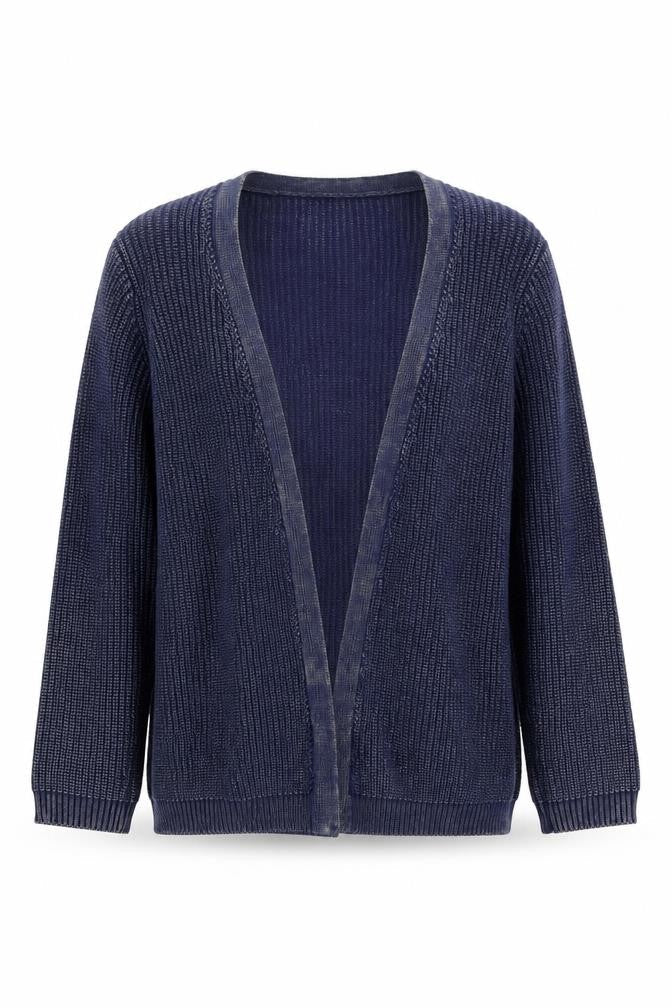 WoolOvers Women Blue Cotton Knit Long Sleeve Cardigan S