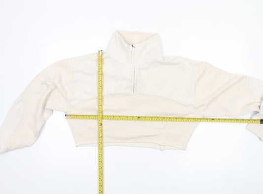 Out From Under Urban Outfitters Women Beige 1/4 Zip Cropped Sweatshirt S