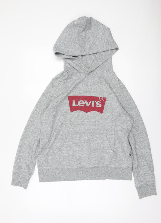 Levi's Womens Grey Logo Pullover Hoodie Size M Cotton Blend