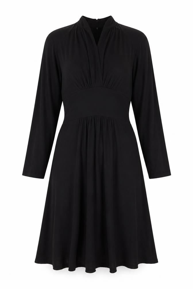 Frank & Faith Womens Black Bamboo A-Line Knee Length Dress Size L