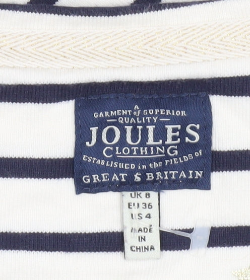 Womens UK Size 8 Joules Blue 100% Cotton T-Shirt