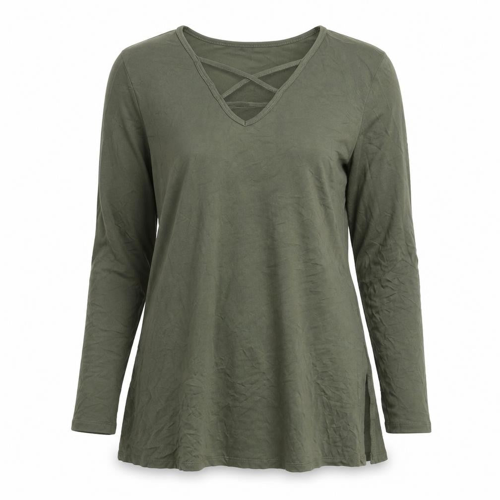 New Look Women Khaki Green Long Sleeve Viscose Tunic Top Size 10
