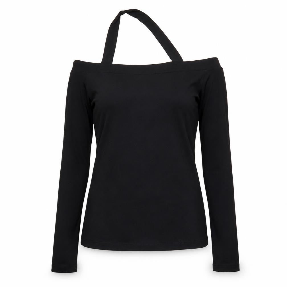 Baukjen Women’s Black One Shoulder Long Sleeve Jersey Top UK 6