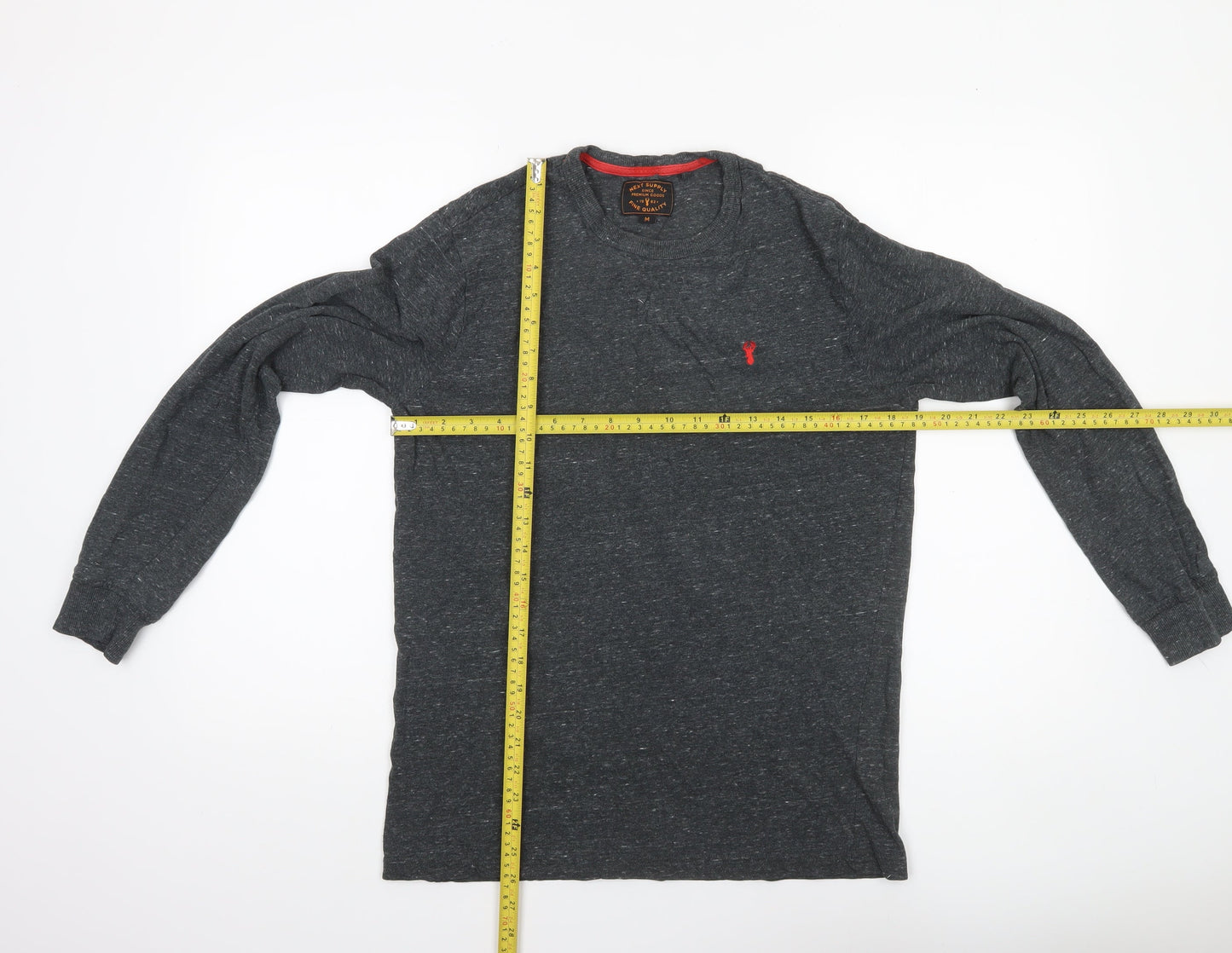 Next Men’s Grey Long Sleeve Crew Neck Cotton Blend Casual Top M