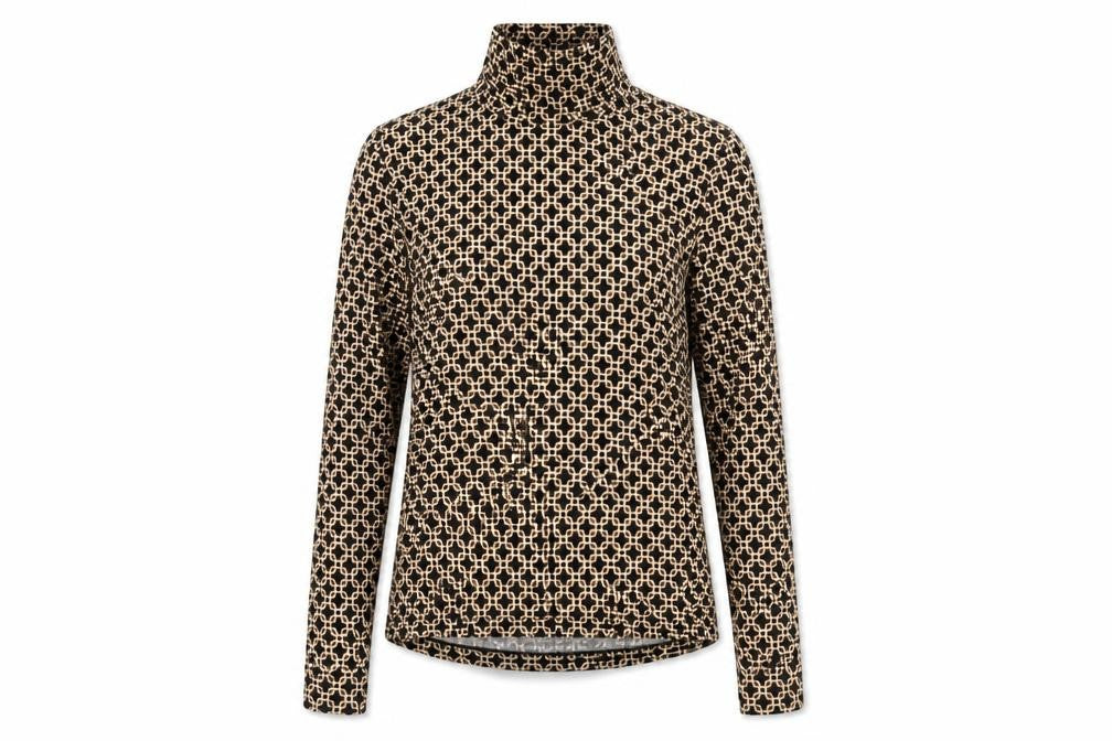 H&M Women’s Brown Geometric Roll Neck Long Sleeve Top Size L