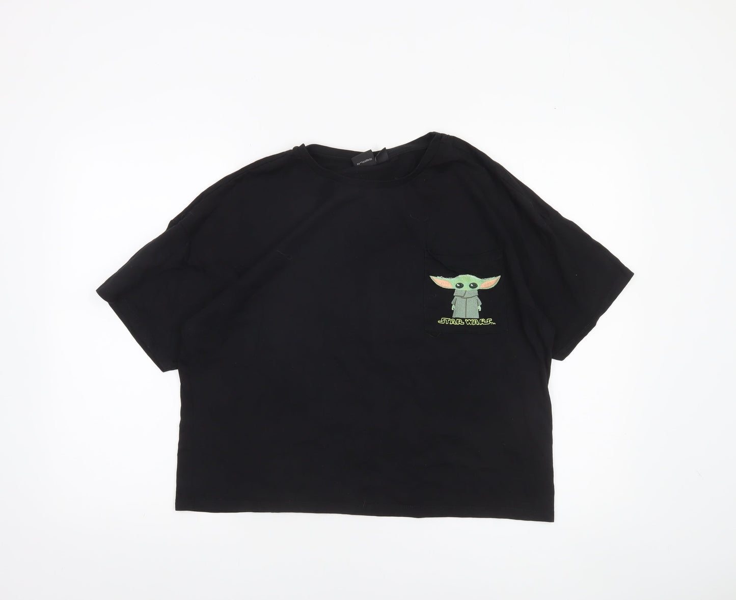 Star Wars Women’s Black T-Shirt L Baby Yoda Crew Neck Cotton