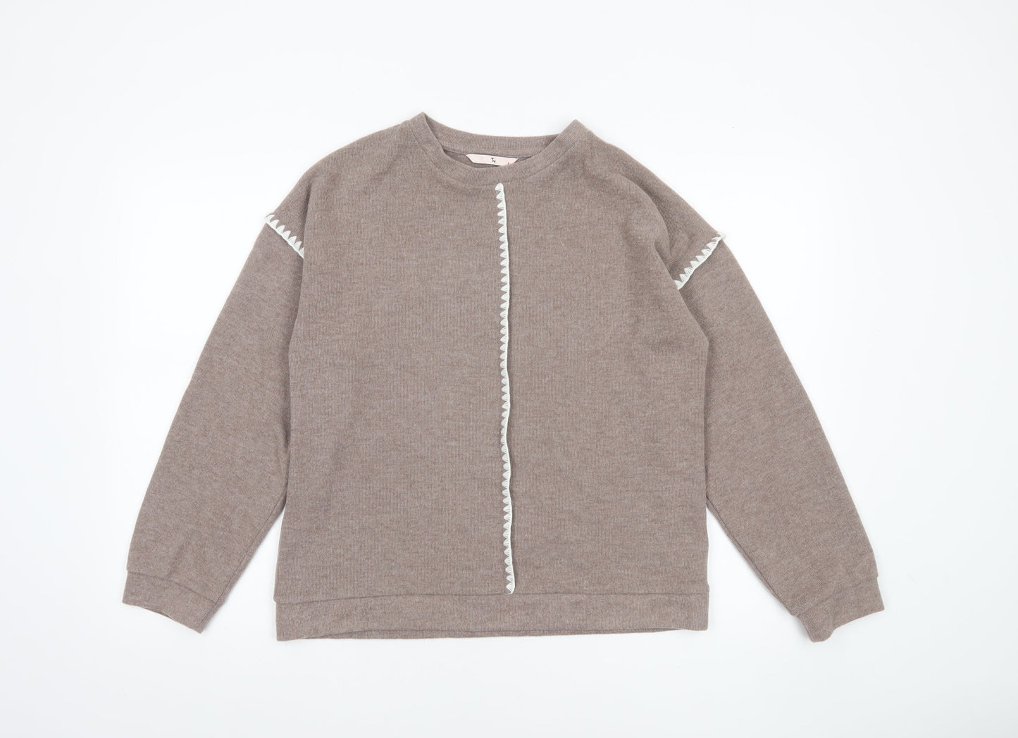 Tu Women’s Beige Pullover Sweatshirt Small Relaxed Fit Lined