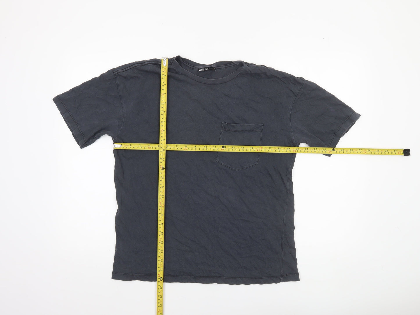 Zara Women Black Cotton Short Sleeve Basic T-Shirt Size S