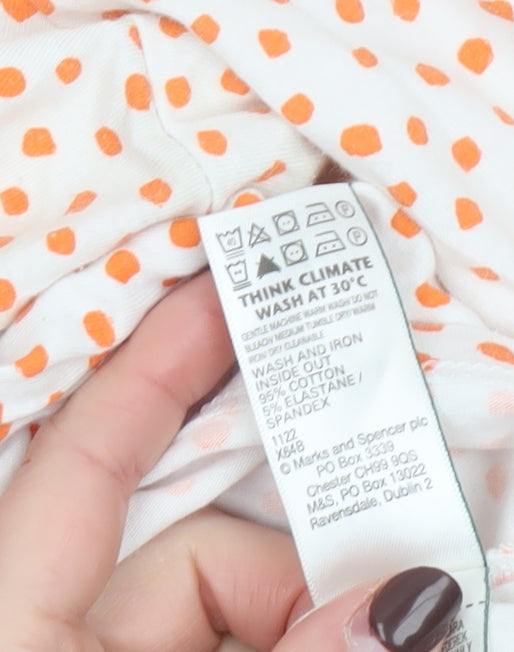 Marks and Spencer Women's White Orange Polka Dot 3/4 Sleeve T-Shirt Size 18