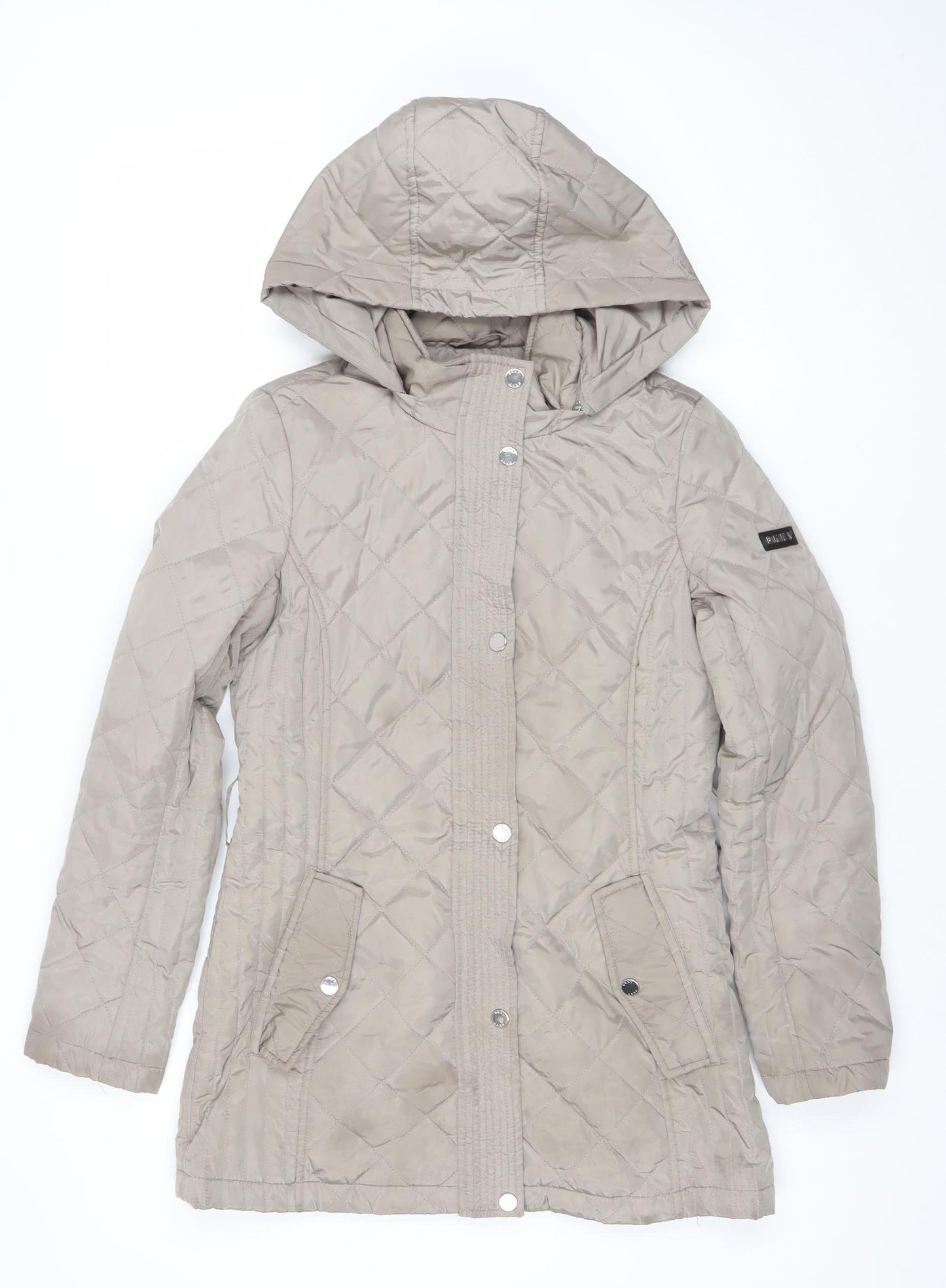 Womens UK Size XS Regular DKNY Beige Polyester Coat