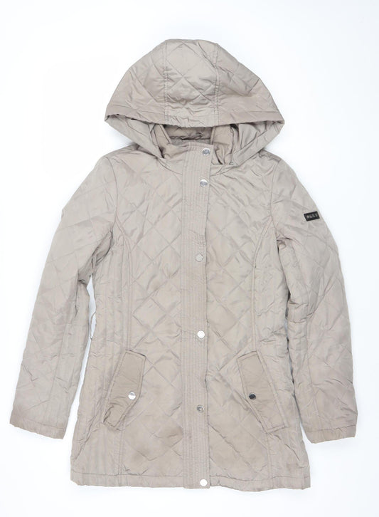 Womens UK Size XS Regular DKNY Beige Polyester Coat