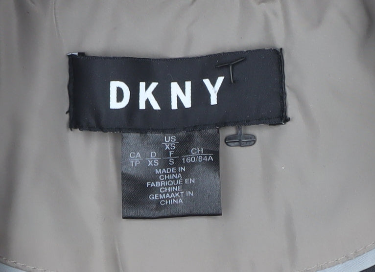 Womens UK Size XS Regular DKNY Beige Polyester Coat