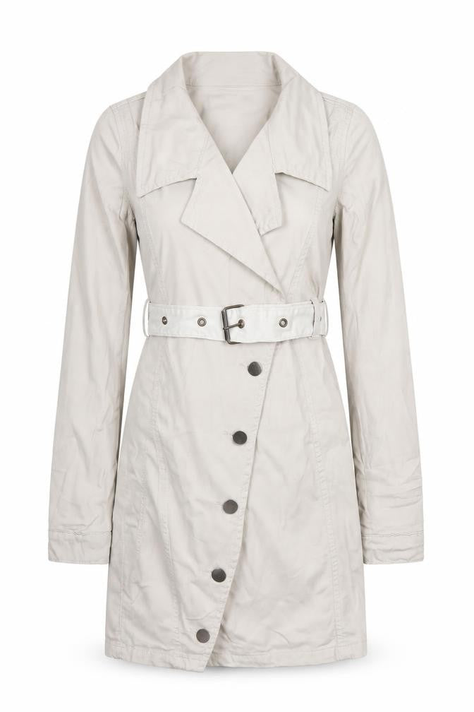 PrettyLittleThing Women’s Beige Trench Coat UK 6 Belted Cotton Blend