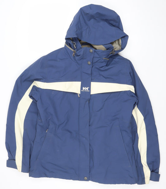Helly Hansen Women's Blue Waterproof Ski Jacket L Hooded Outdoor Coat