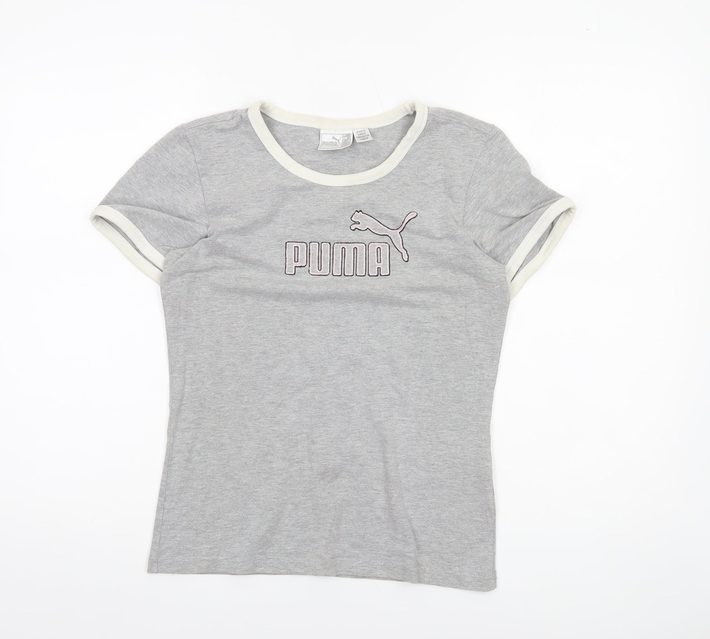 Womens UK Size 14 PUMA Grey Cotton Blend T-Shirt