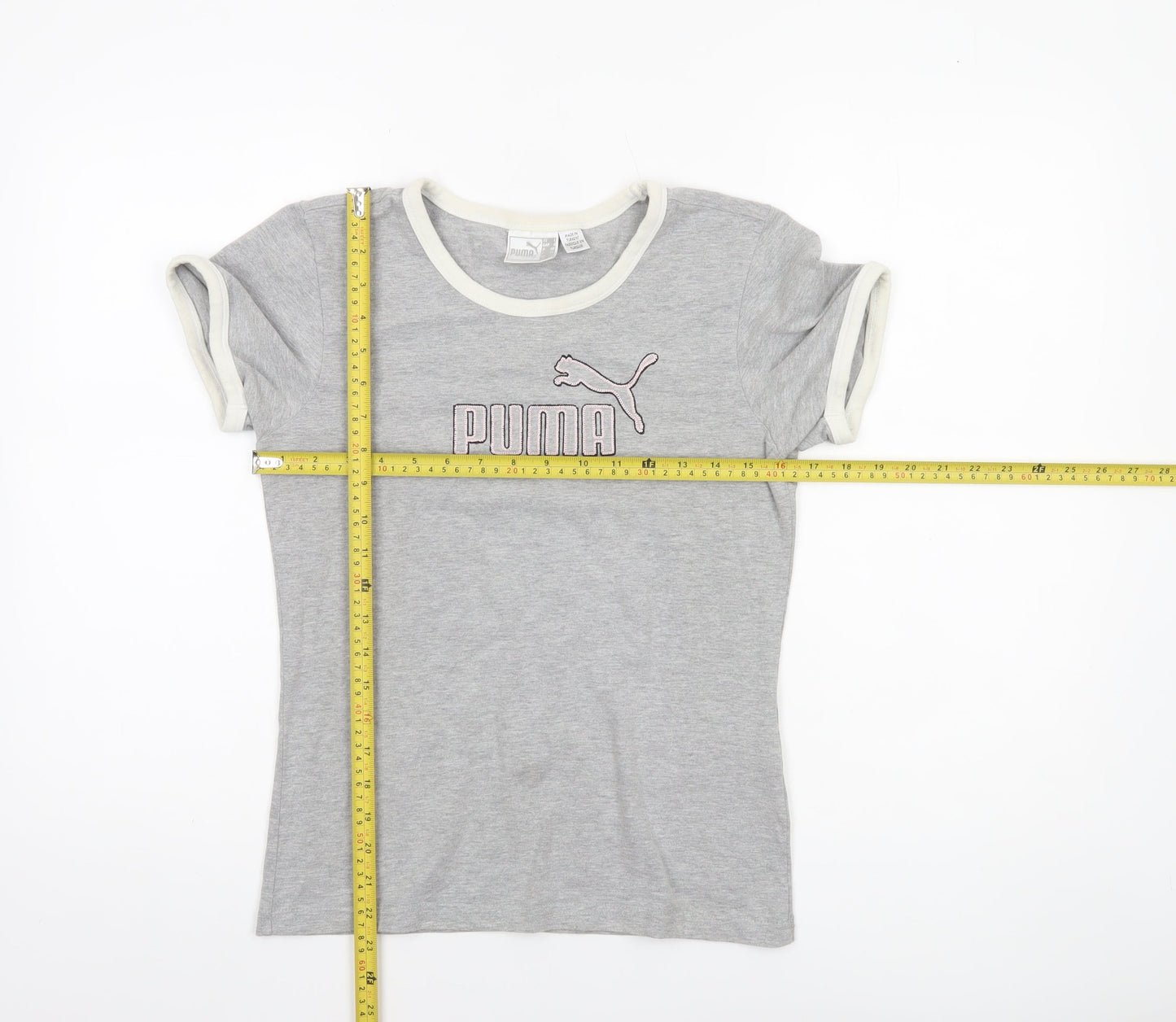 Womens UK Size 14 PUMA Grey Cotton Blend T-Shirt