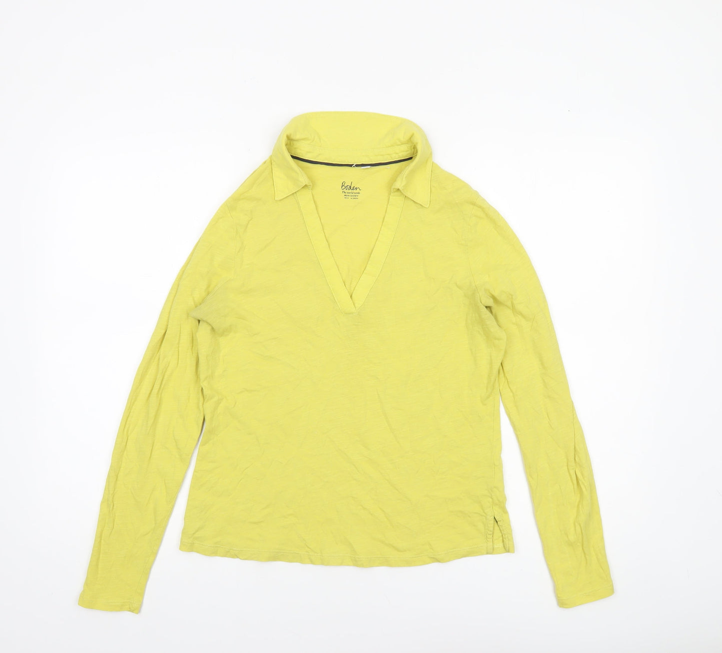 Womens UK Size S Boden Yellow Cotton T-Shirt