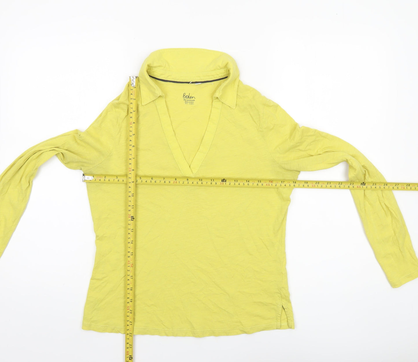 Womens UK Size S Boden Yellow Cotton T-Shirt