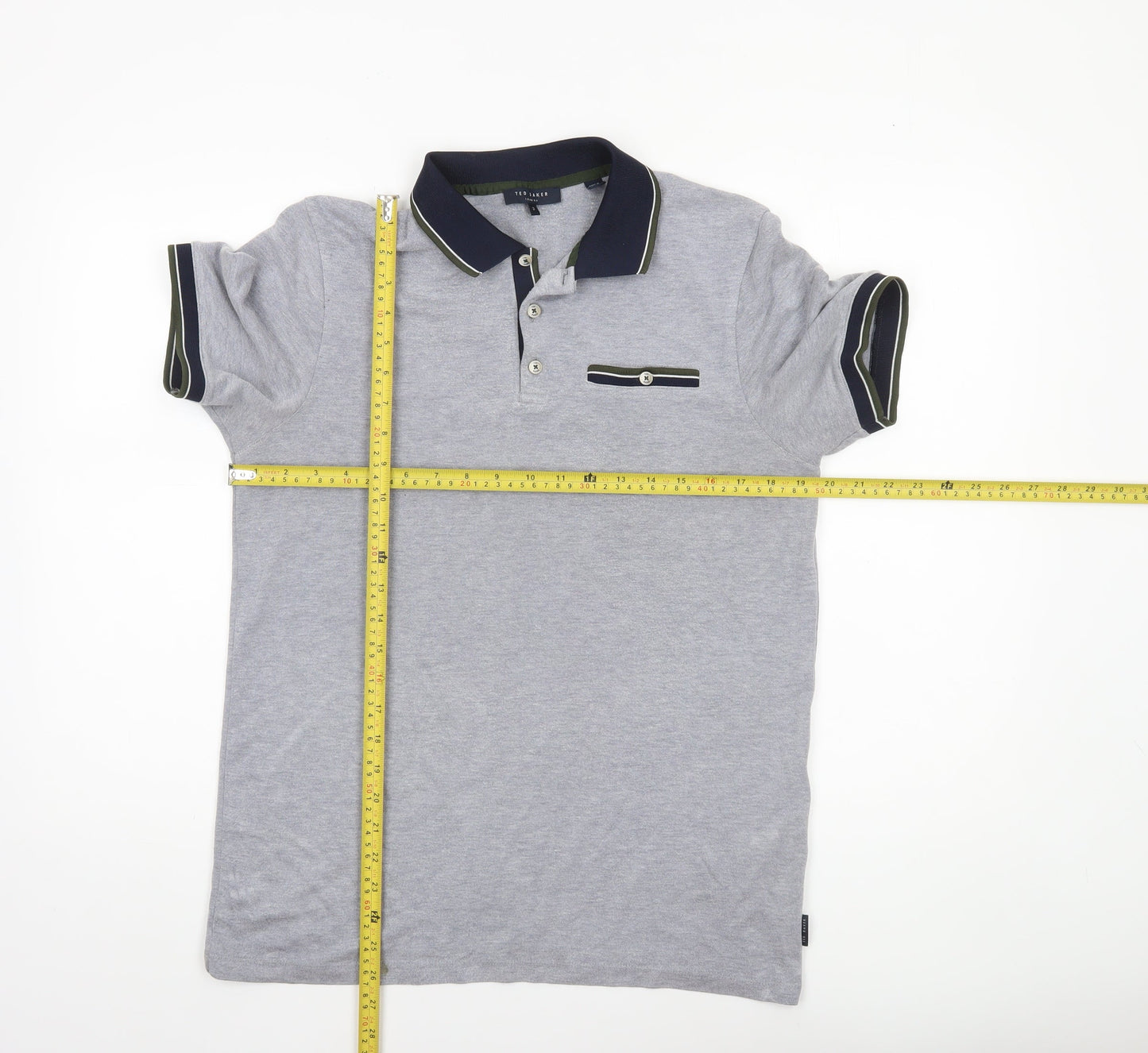 Ted Baker Mens Grey Regular Fit Short Sleeve Polo Shirt Size M