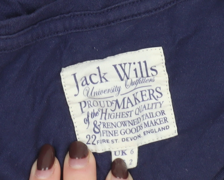 Womens UK Size 6 Jack Wills Blue 100% Cotton T-Shirt