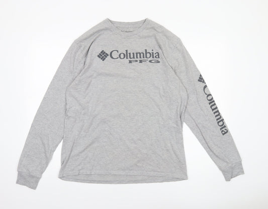 Columbia Men’s Grey Long Sleeve PFG Crew Neck Casual Top Size L