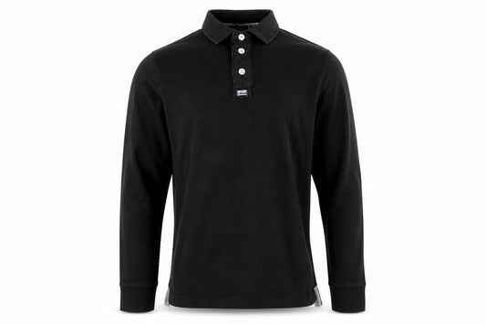 Superdry Mens Black Long Sleeve Cotton Polo Shirt Size S