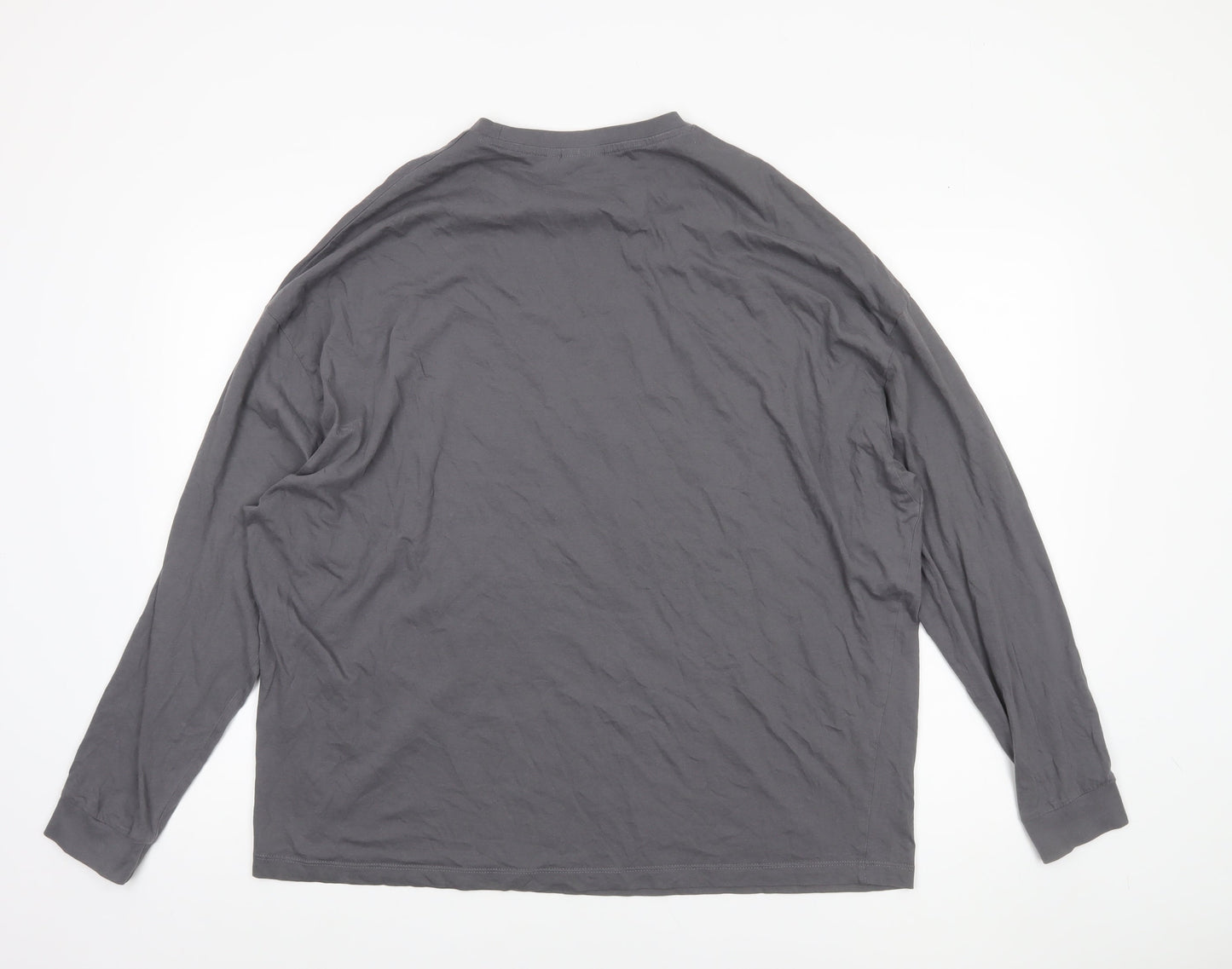 ASOS DESIGN Men's Grey Long Sleeve Crew Neck Cotton Top M