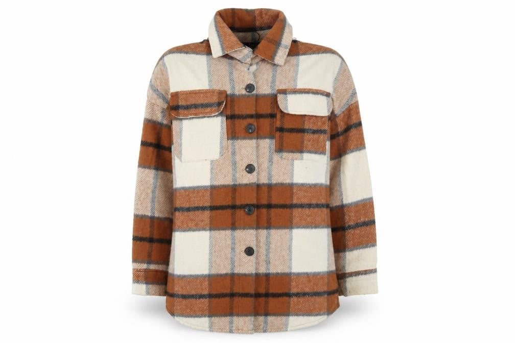 Quiz Women’s Brown Check Flannel Shacket Jacket Size S