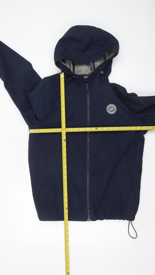 Jack & Jones Mens Navy Hooded Softshell Jacket Large Casual Windbreaker