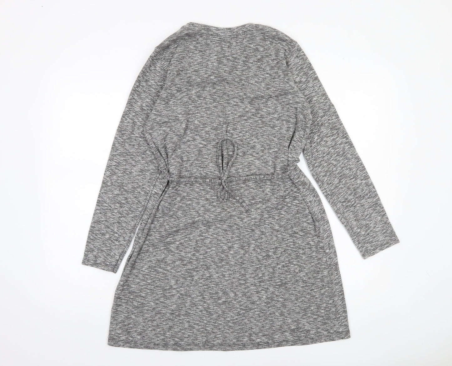 Topshop Women Grey A-Line Long Sleeve Cotton Dress UK 10