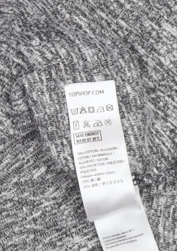 Topshop Women Grey A-Line Long Sleeve Cotton Dress UK 10