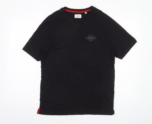 Lee Cooper Men's Black V-Neck Cotton T-Shirt M