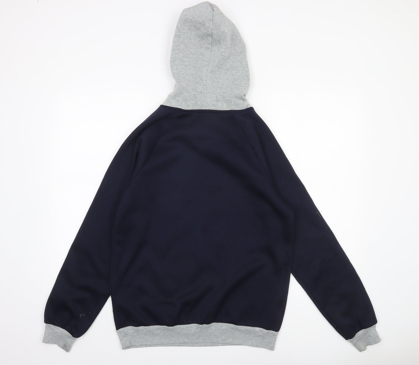 SHEIN Men's Navy & Grey Pullover Hoodie Small Graphic Print