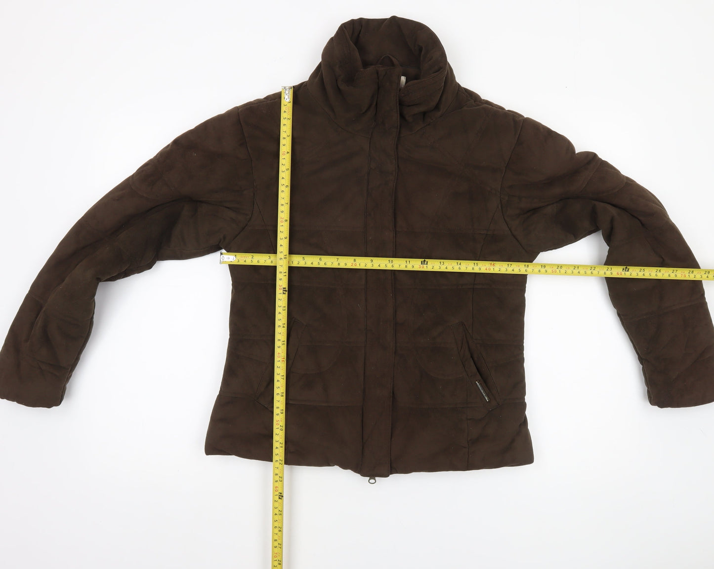 Caldene Women's Brown Suede-Look Puffer Jacket Size S