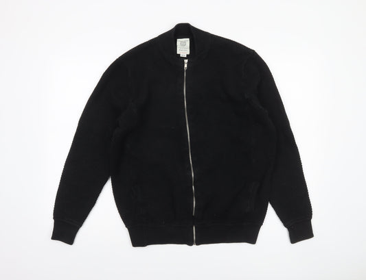 Kuegou Jeans Men’s Black Knit Bomber Jacket XL Zip Up Casual