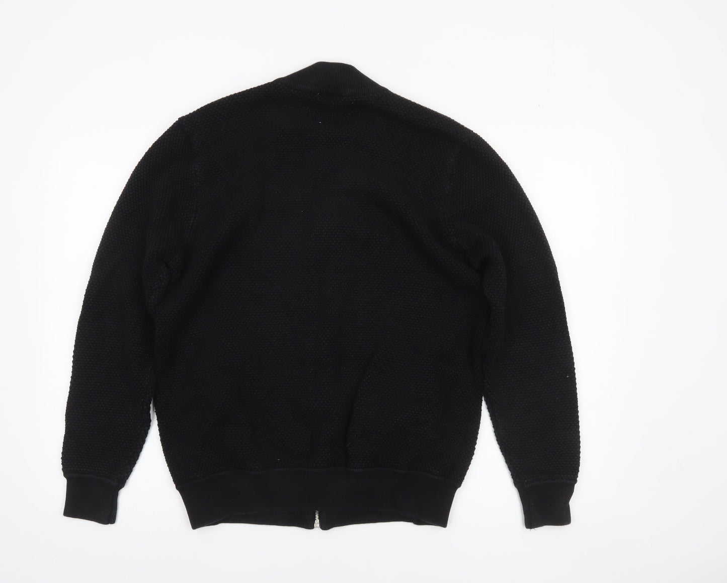 Kuegou Jeans Men’s Black Knit Bomber Jacket XL Zip Up Casual